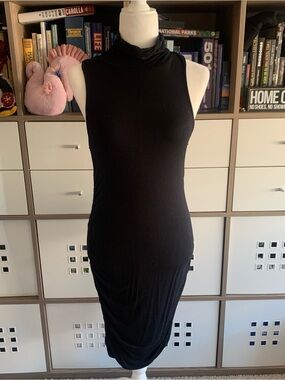 Allison Joy Black turtle neck sleeveless bodycon dress